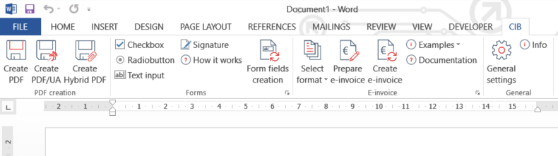 CIB pdf brewer Add-in ribbon