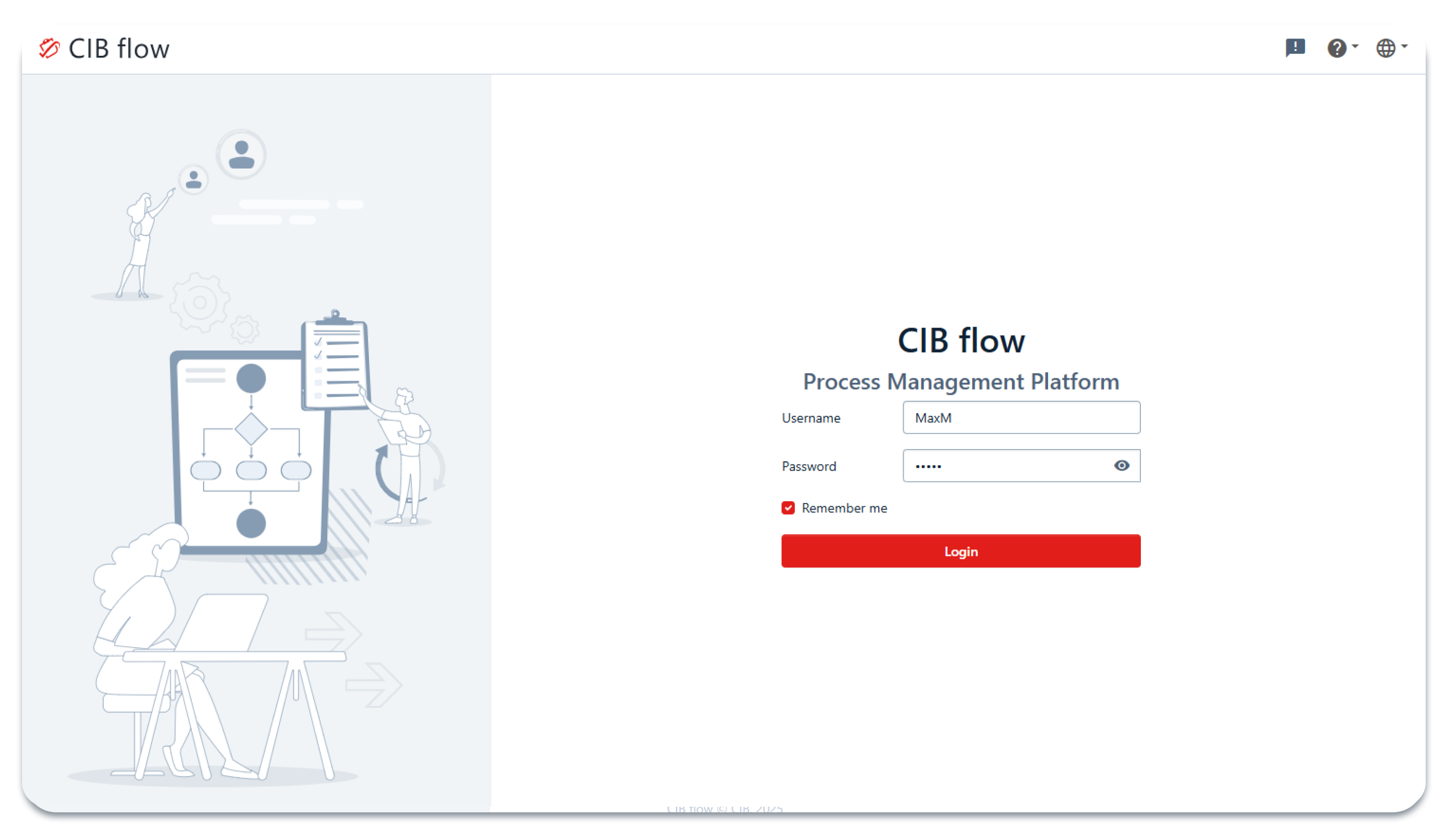 CIB flow login screen