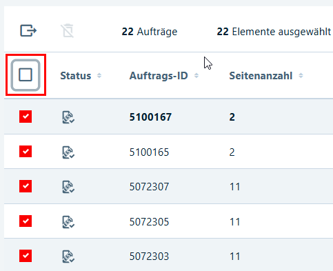 Selektion von allen Zeilen in der Tabelle