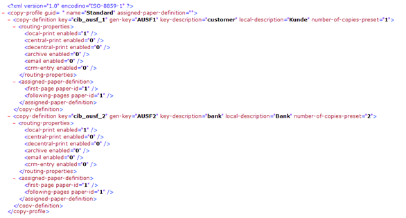 Ausfertigungsprofil: Beispiel einer XML Datei