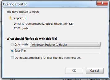 Export: ZIP-Datei herunterladen speichern
