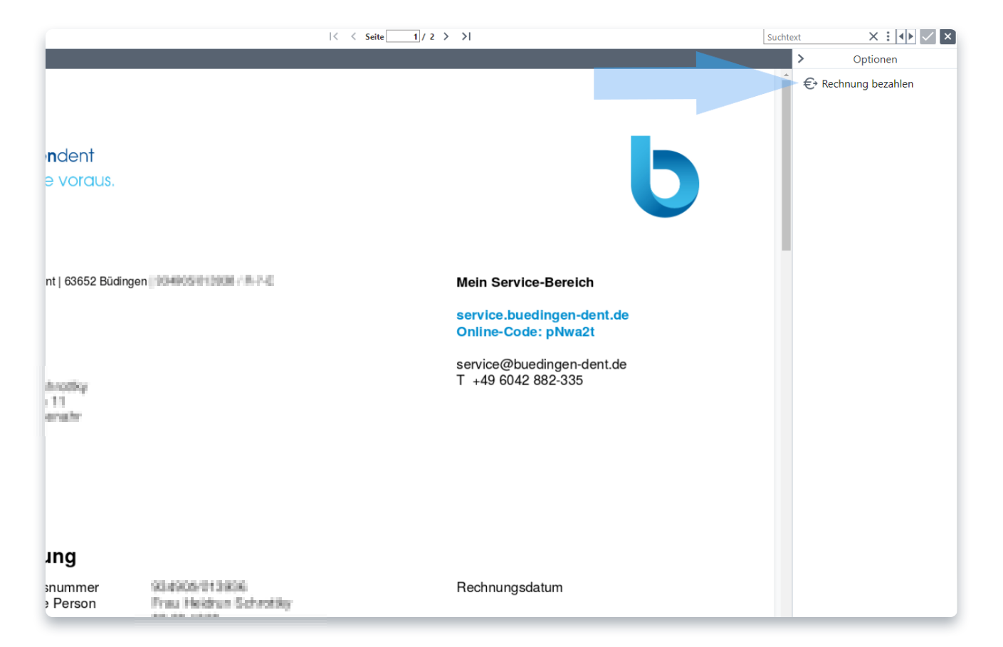 Rechnung bezahlen Schritt 2